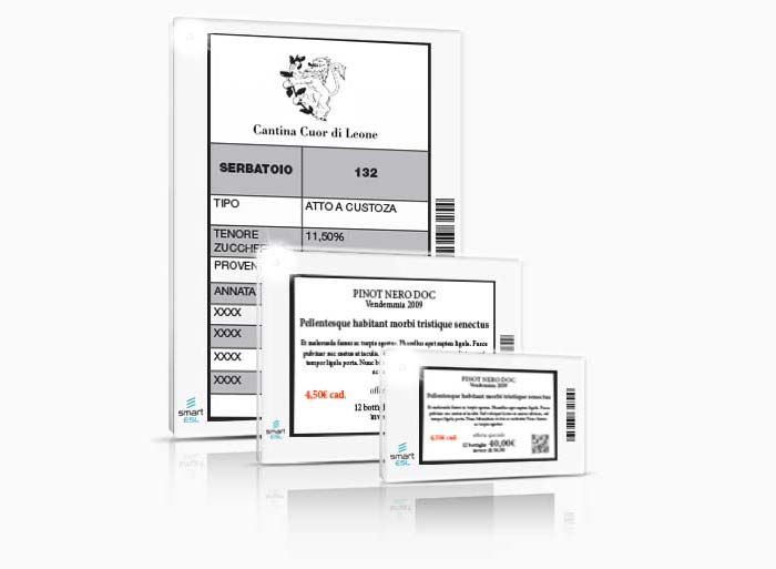 disponibili differenti formati di Etichette Elettroniche